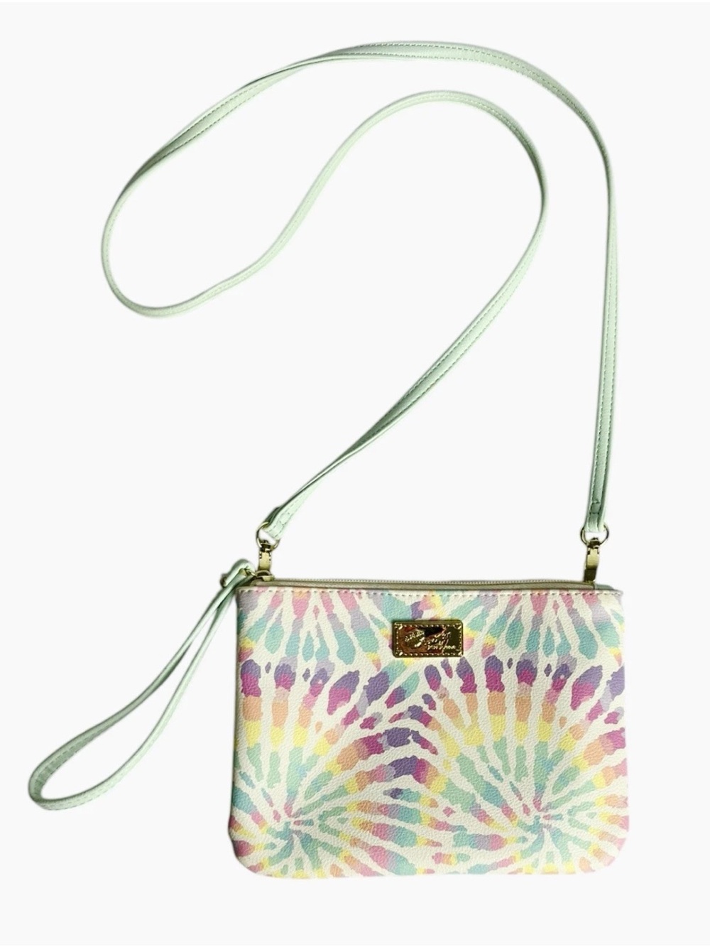 Betsey Johnson Luv Betsey Rainbow Crossbody Tie Dye Wristlet Handbag Purse